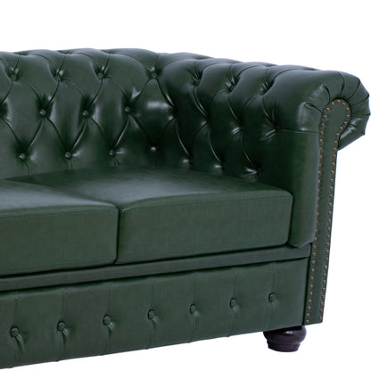 Sofa 3 Seater T. Chesterfield Hm3009.08 Pu Cypress Green 208x90x73 Cm.