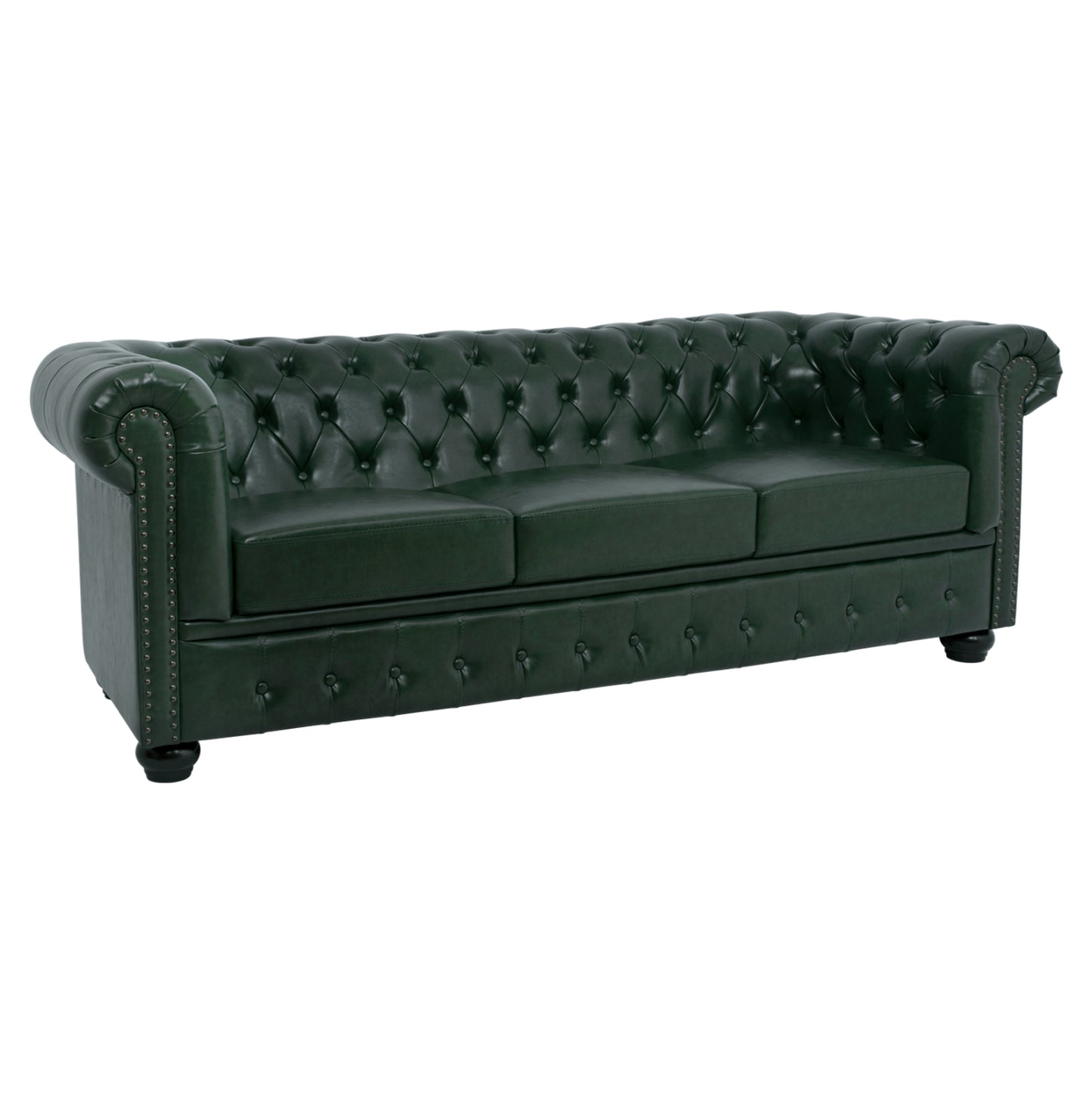 Sofa 3 Seater T. Chesterfield Hm3009.08 Pu Cypress Green 208x90x73 Cm.