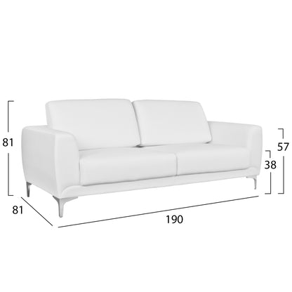 Sofa 3 Seater Kenzie Hm3121.32 With White Pu 190x81x81  Cm
