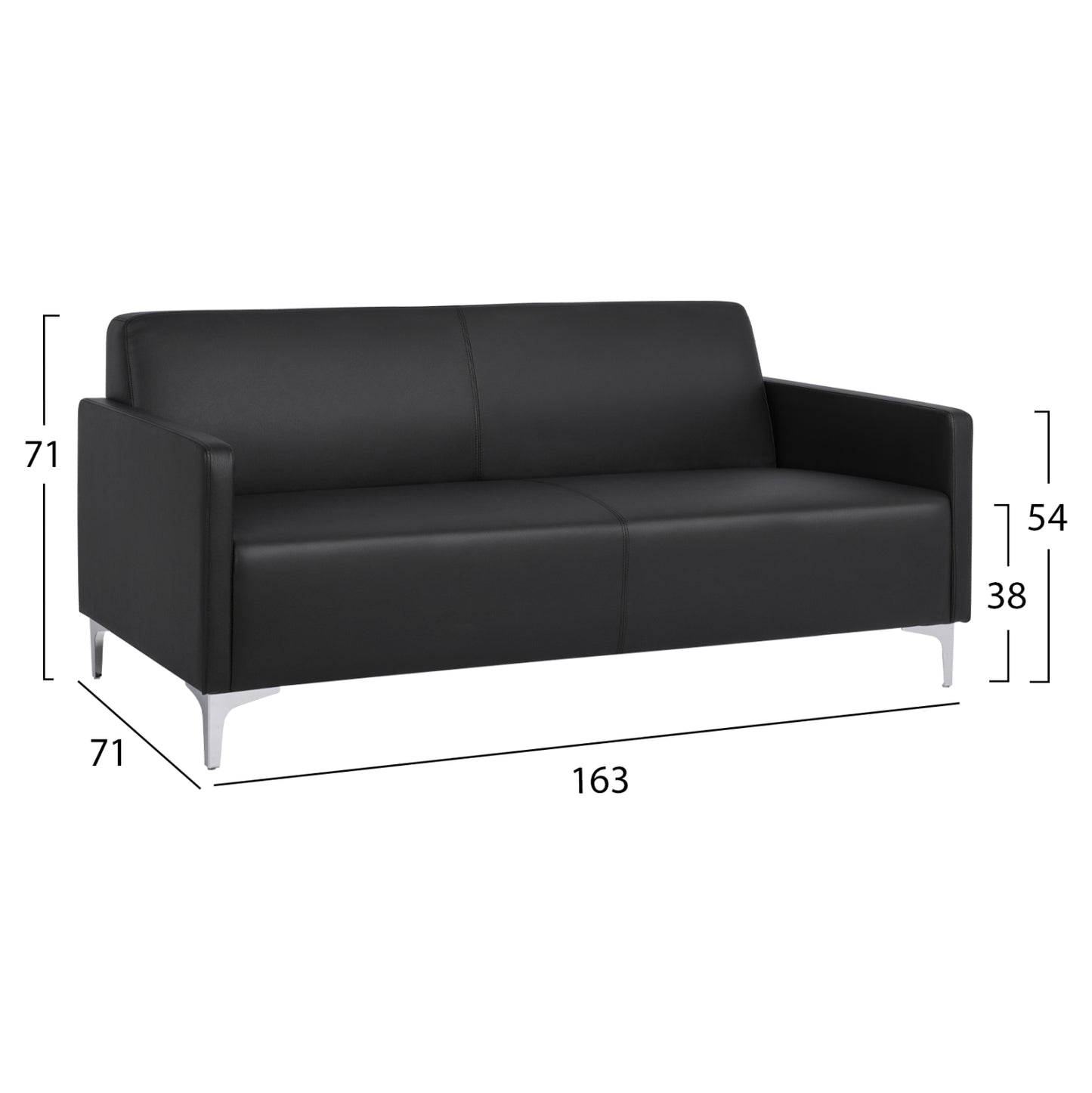 Sofa 3 Seater Nellie Hm3159.31 With Black Pu 163x71x71cm