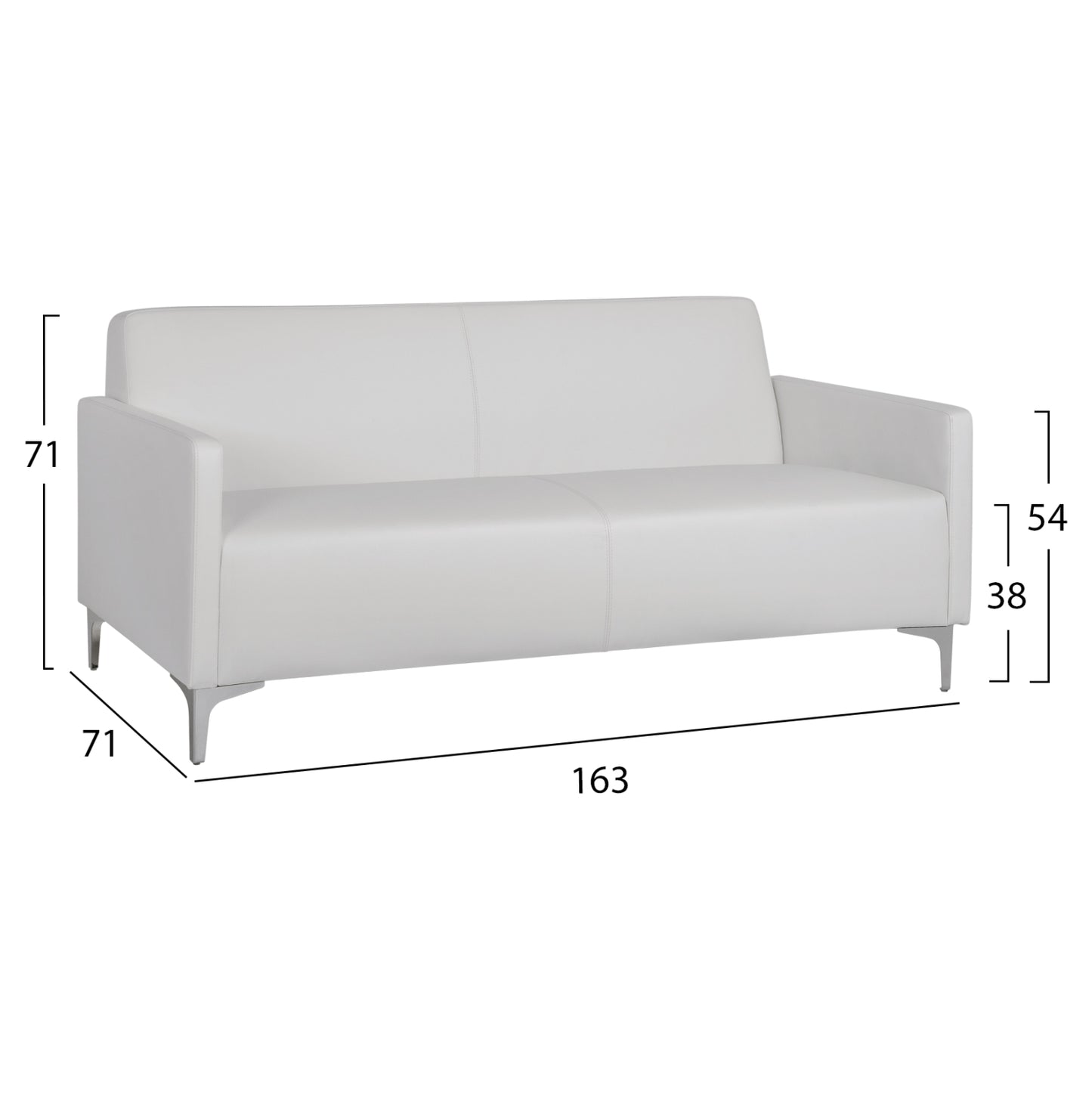 Sofa 3 Seater Nellie Hm3159.32 With White Pu 163x71x71cm