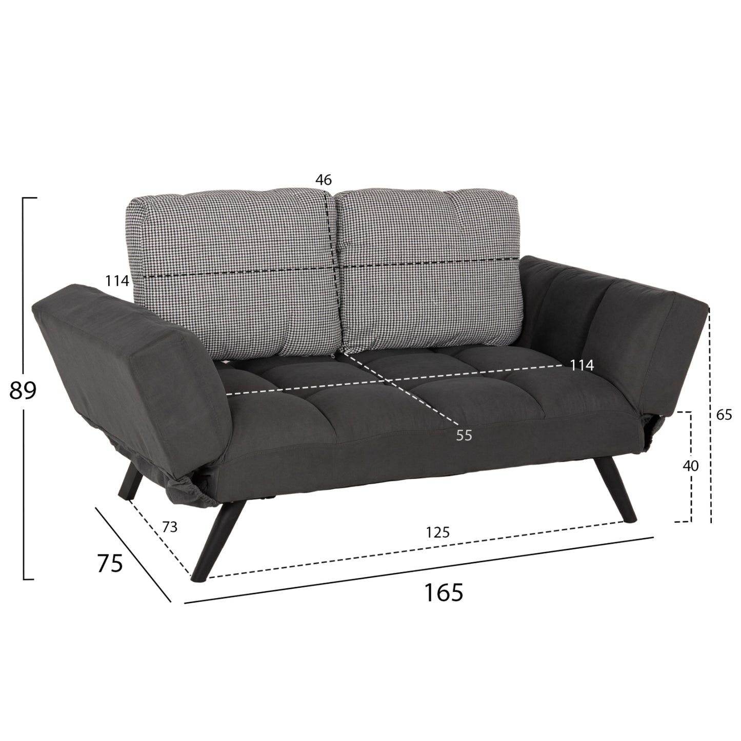 Sofa 3 Seater Hm3169.01 Grey With Pillows 165-190x75x89Η Cm