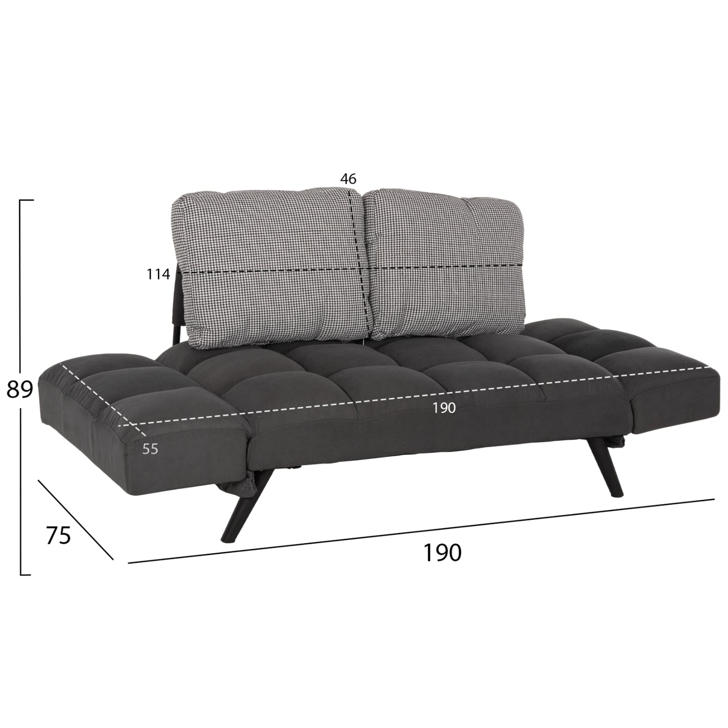 Sofa 3 Seater Hm3169.01 Grey With Pillows 165-190x75x89Η Cm
