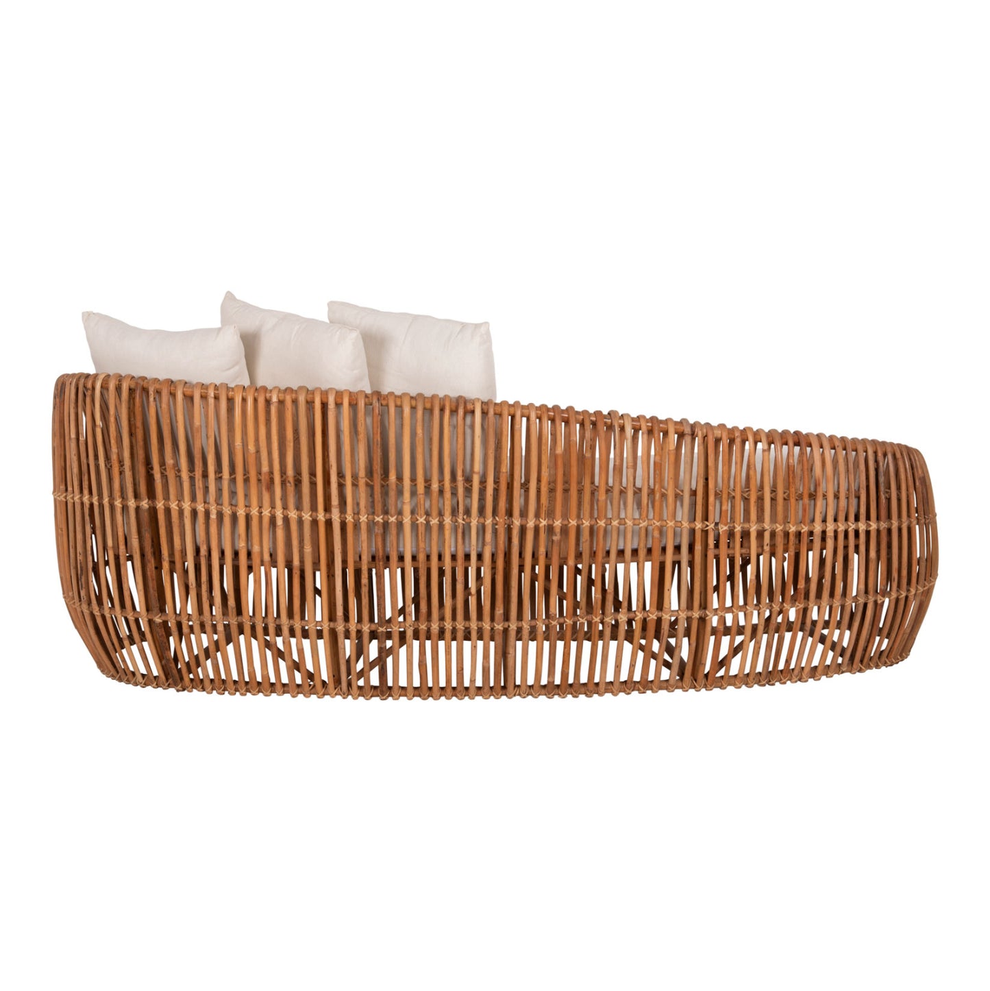 Sofa-lounger Lantry Hm5991 Natural Rattan- White Cushions 215x60x78hcm.