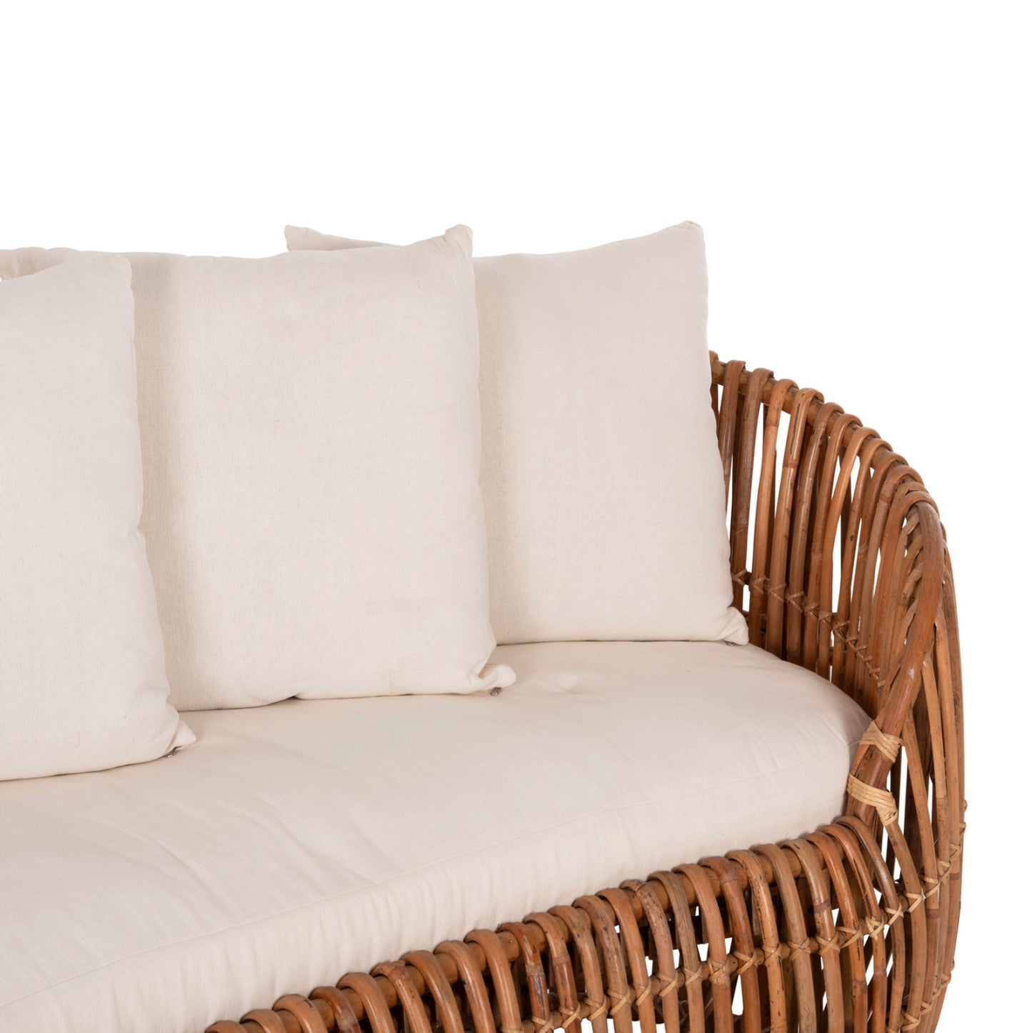 Sofa-lounger Lantry Hm5991 Natural Rattan- White Cushions 215x60x78hcm.