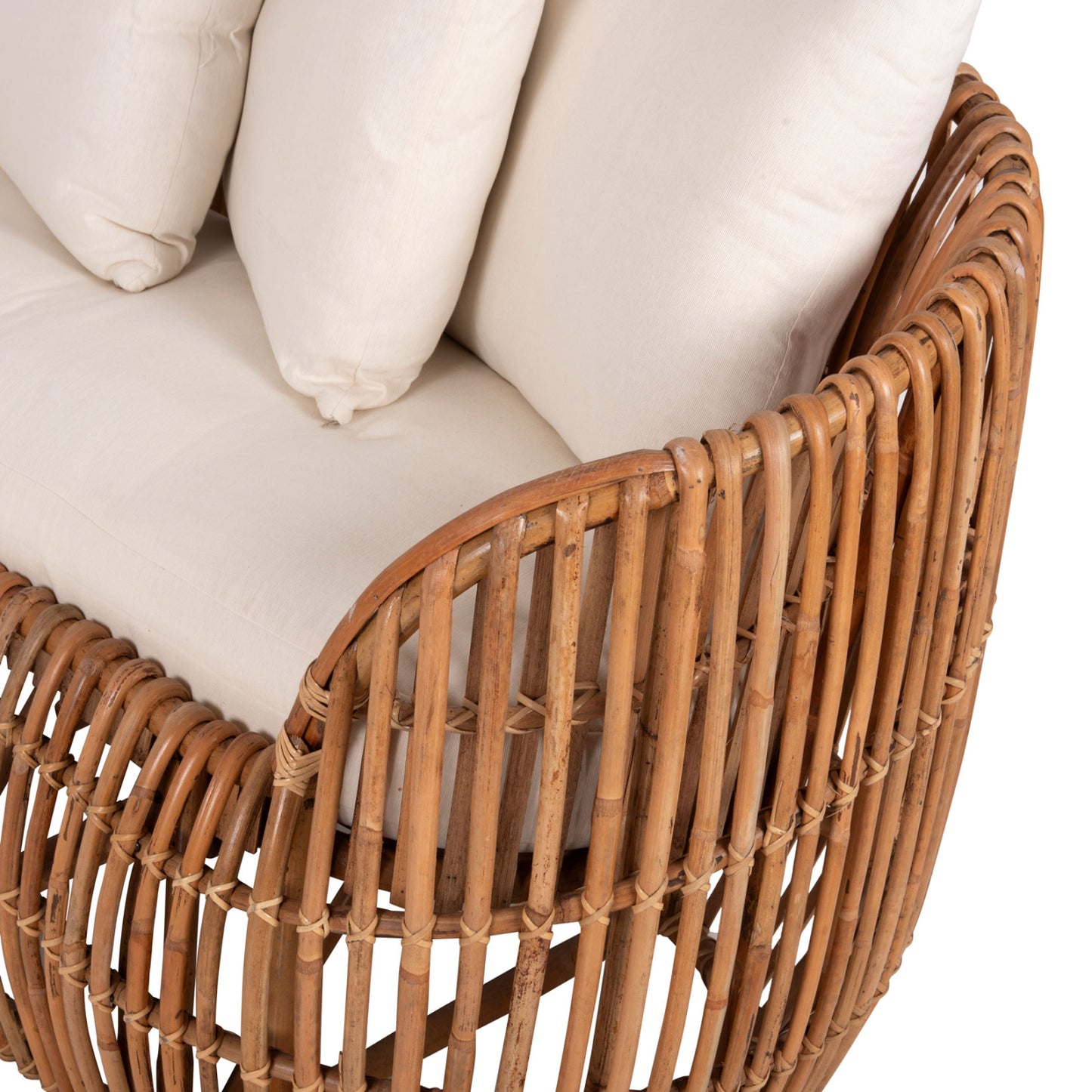 Sofa-lounger Lantry Hm5991 Natural Rattan- White Cushions 215x60x78hcm.