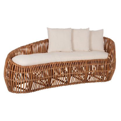 Sofa-lounger Lantry Hm5991 Natural Rattan- White Cushions 215x60x78hcm.