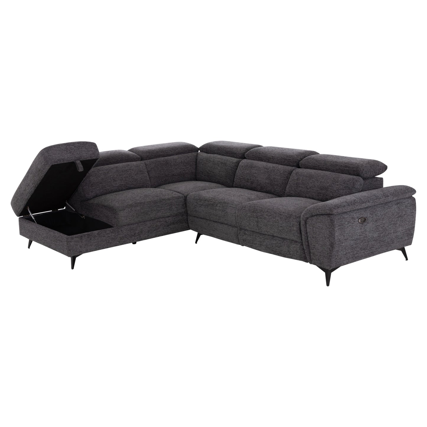 Sofa Left Corner-recline & Storage Space Restro Hm3339.01l Grey Fabric 290x220x80hcm.