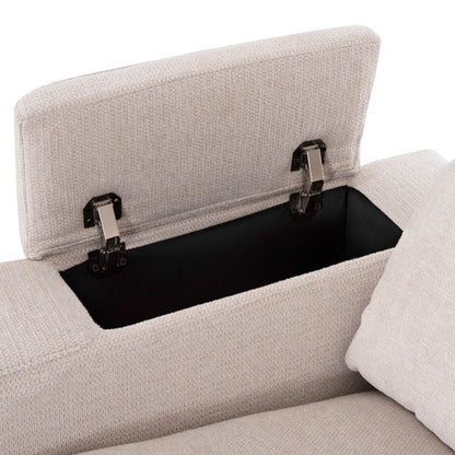 Left Corner Sofa Synthia Hm3308.01l Recline & Storage Space--beige Fabric 245x170x98hcm.