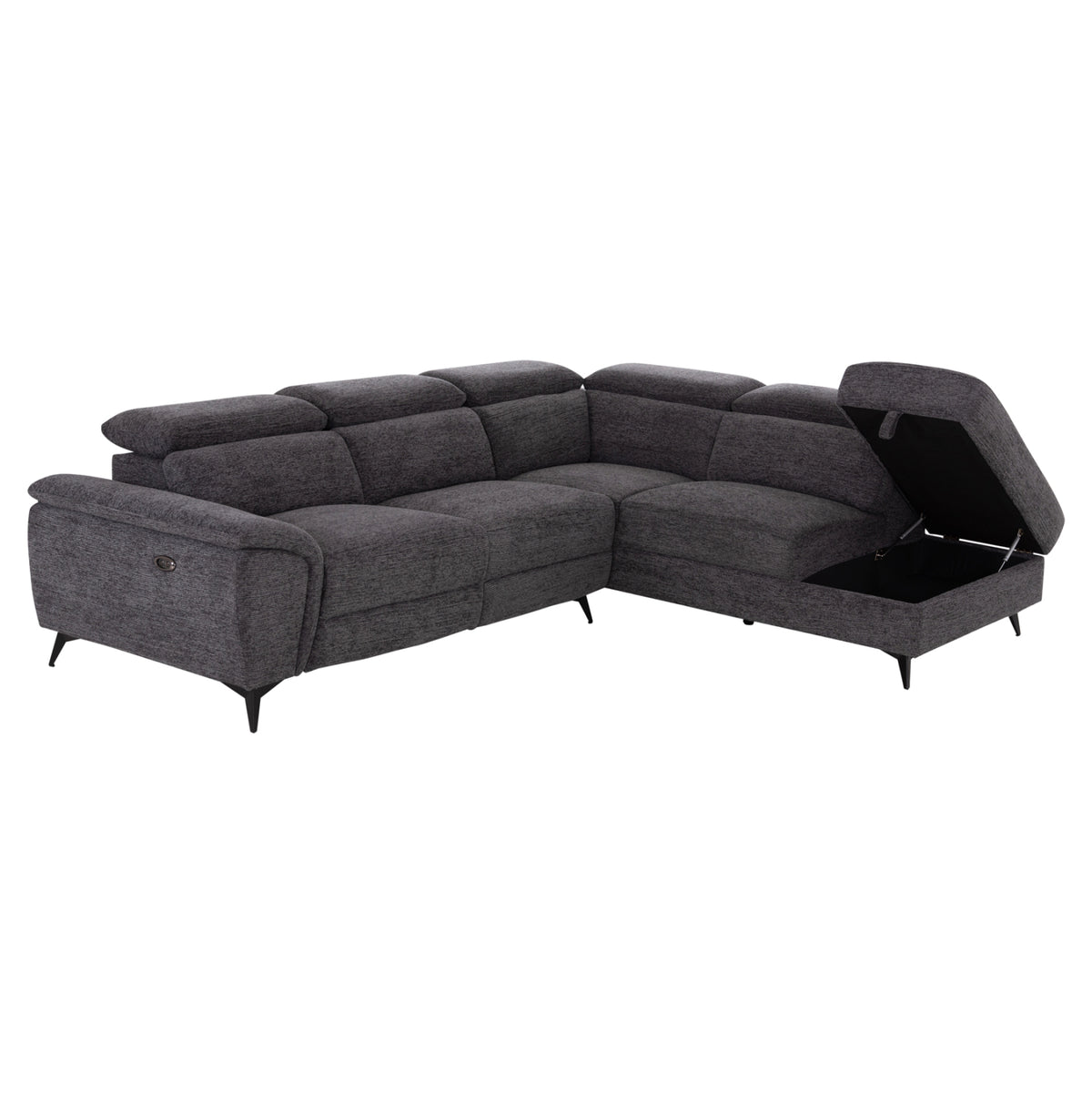 Sofa Right Corner-recline & Storage Space Restro ΗΜ3339.01r Grey Fabric 290x220x80hcm.