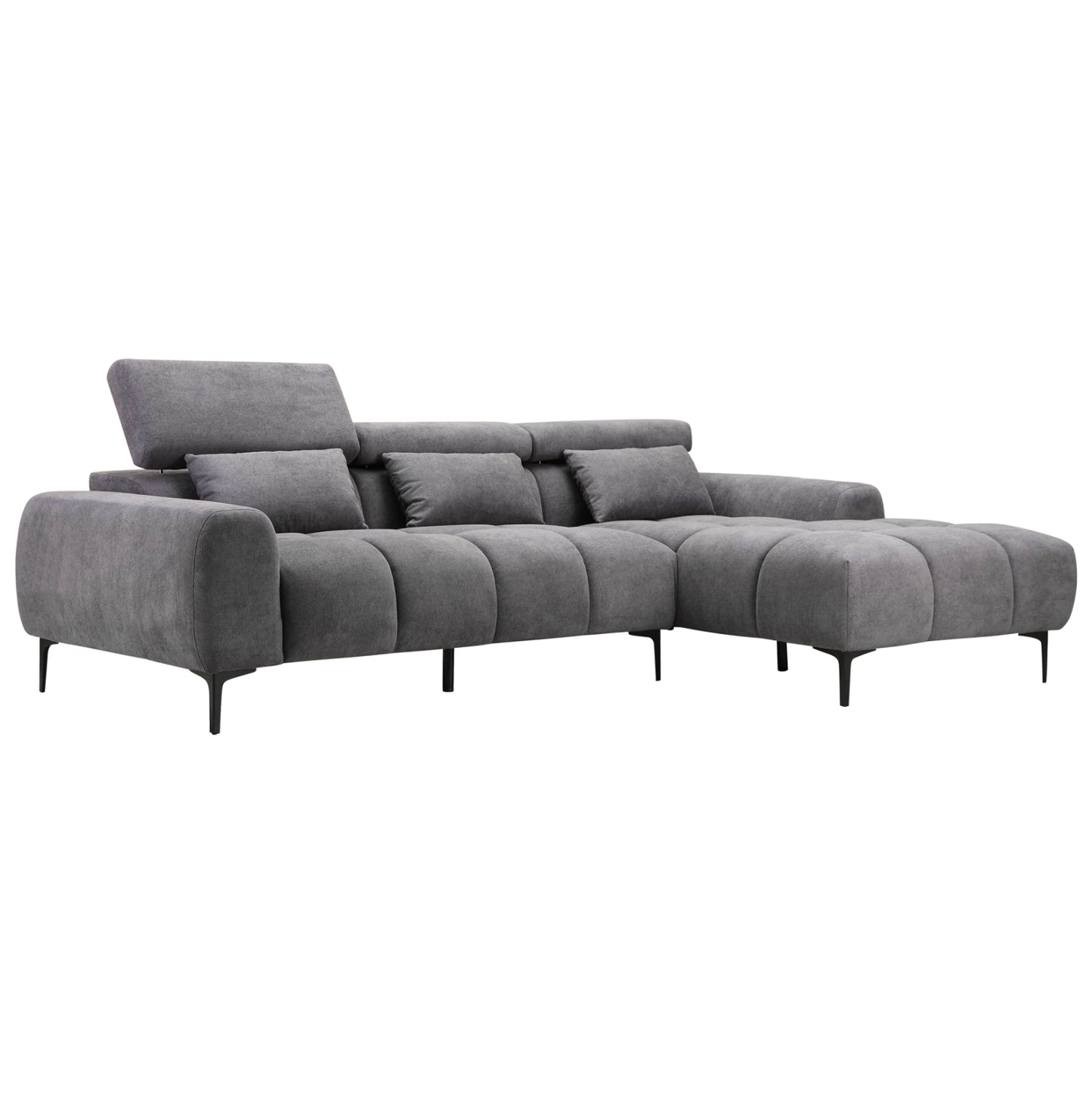 Corner Sofa Right Divya Hm3267.12r Grey Fabric 264x175x99hcm.