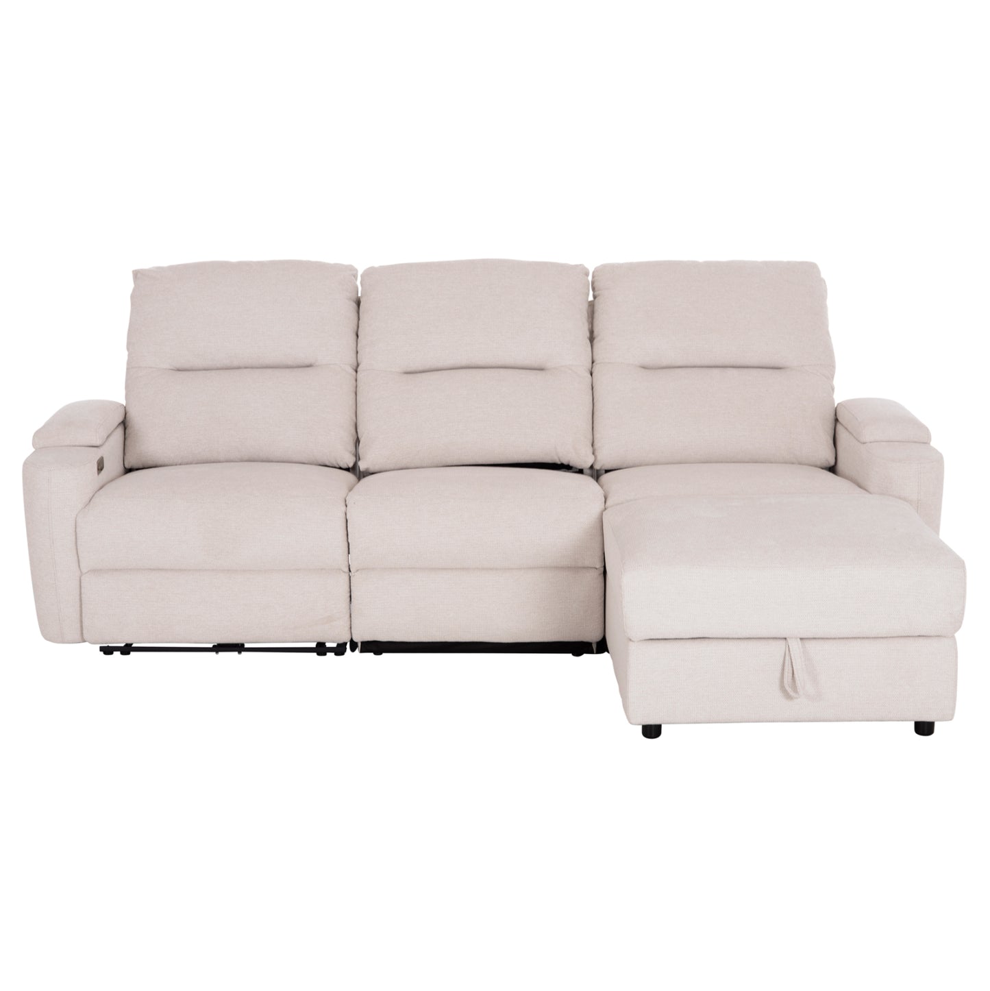 Right Corner Sofa Synthia Hm3308.01r Recline & Storage Space--beige Fabric 245x170x98hcm.