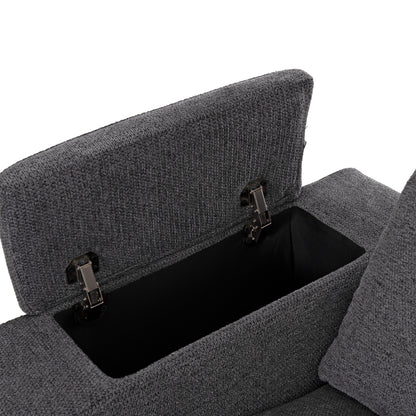Right Corner Sofa Synthia Hm3308.03r Recline & Storage Space--grey Fabric 245x170x98hcm.