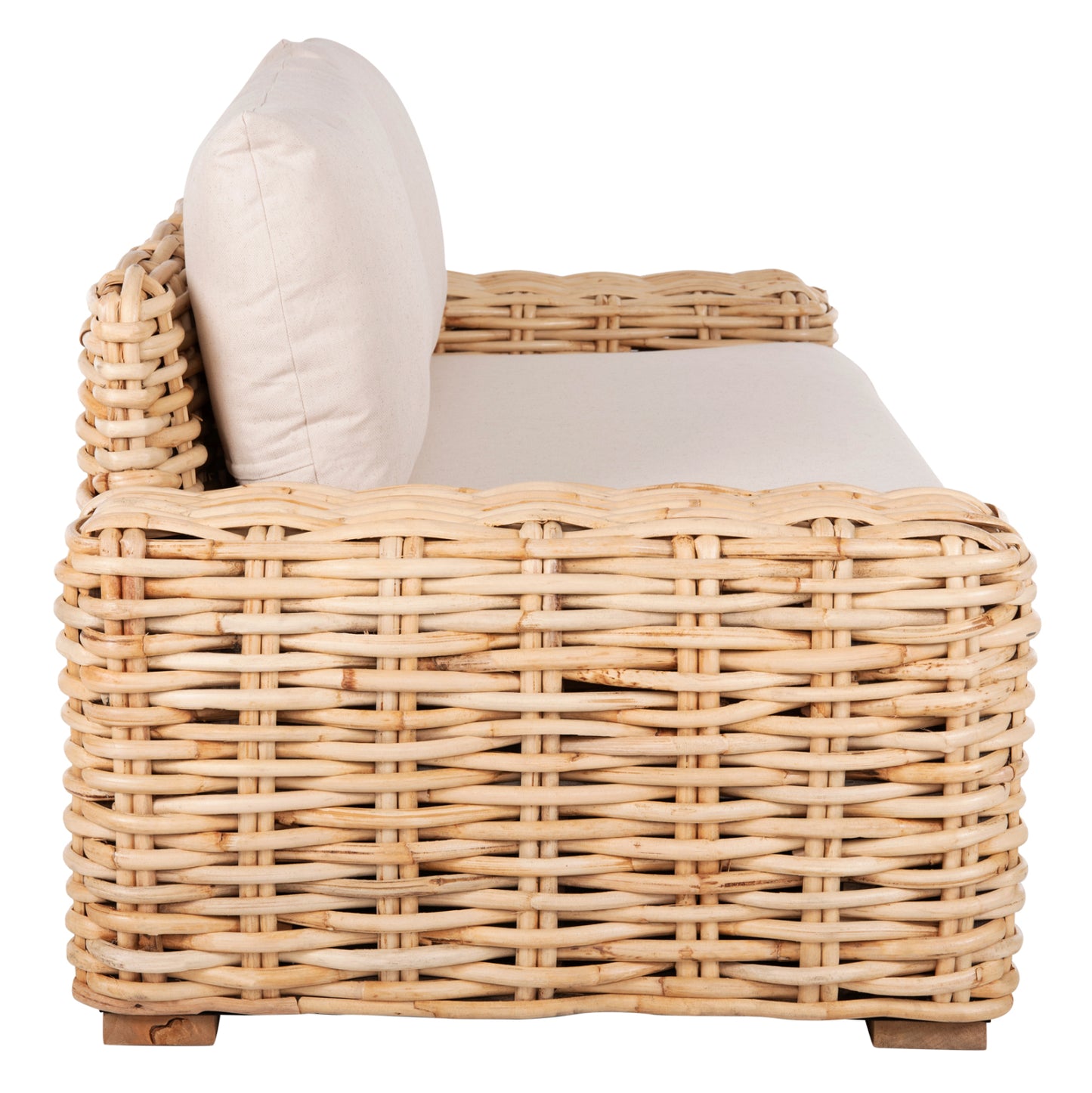 Outdoor Sofa 2-seater Tropel Hm9809 Mango Wood-rattan Natural Color-white Cushions 192x88x70-85hcm.