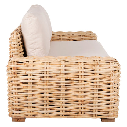 Outdoor Sofa 2-seater Tropel Hm9809 Mango Wood-rattan Natural Color-white Cushions 192x88x70-85hcm.
