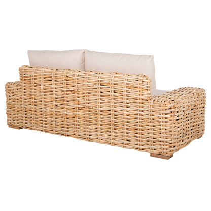 Outdoor Sofa 2-seater Tropel Hm9809 Mango Wood-rattan Natural Color-white Cushions 192x88x70-85hcm.