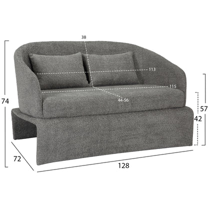 Sofa 2-seater Bevy2 Hm9678.01 Grey Boucle Fabric-metal Frame 128x72x74hcm.