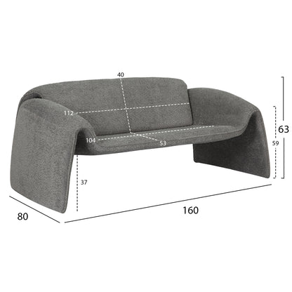 Sofa 2-seater Laforge Hm9680.01 Metal Frame-grey Boucle Fabric 160x80x63hcm.