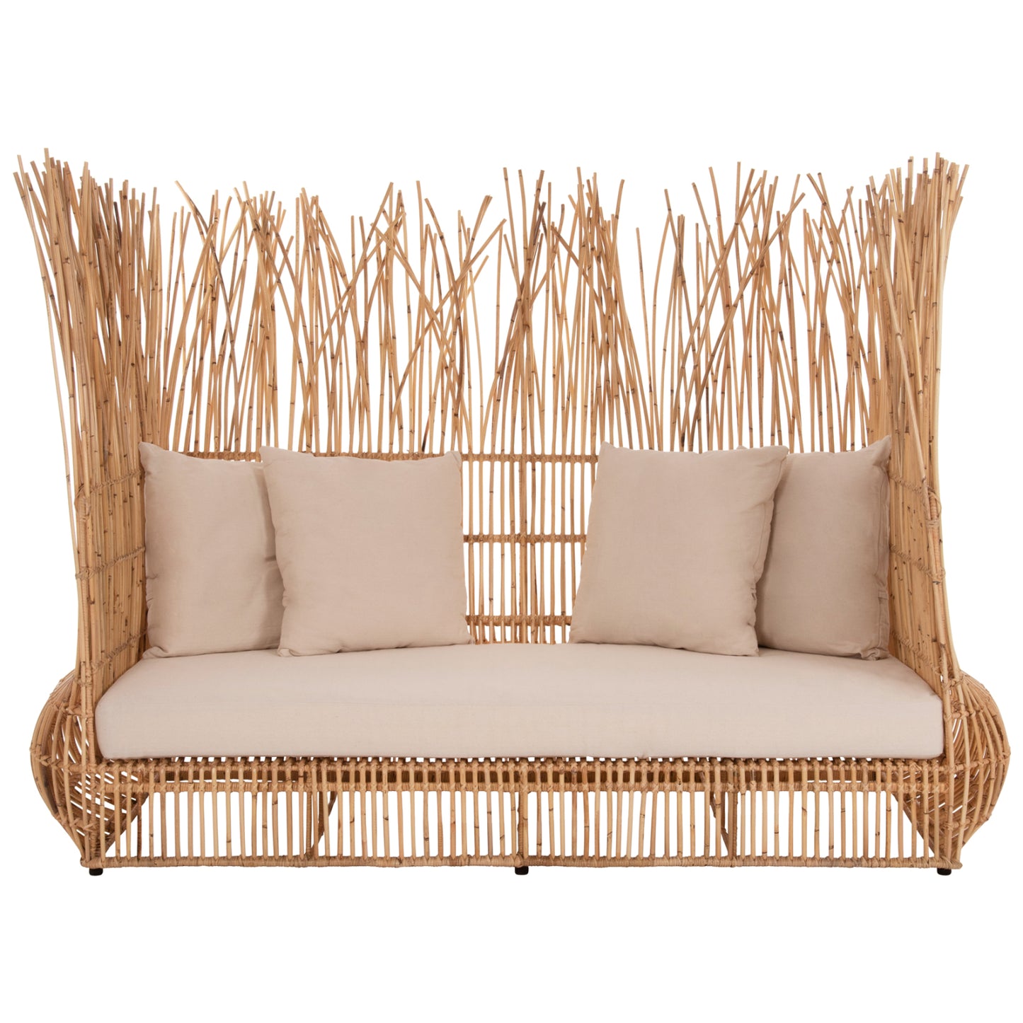Sofa Outdoors Zephyr Hm5988 Rattan Canes In Natural-cushion Set In Beige 200x120x142hcm.