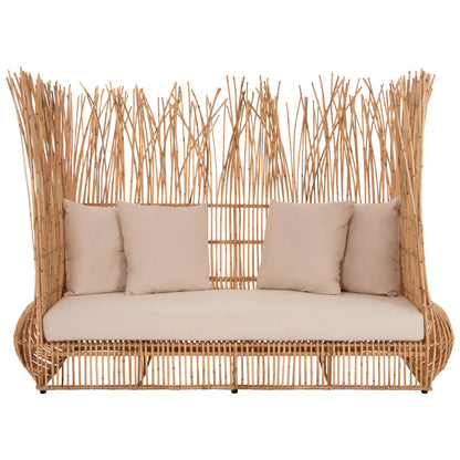 Sofa Outdoors Zephyr Hm5988 Rattan Canes In Natural-cushion Set In Beige 200x120x142hcm.