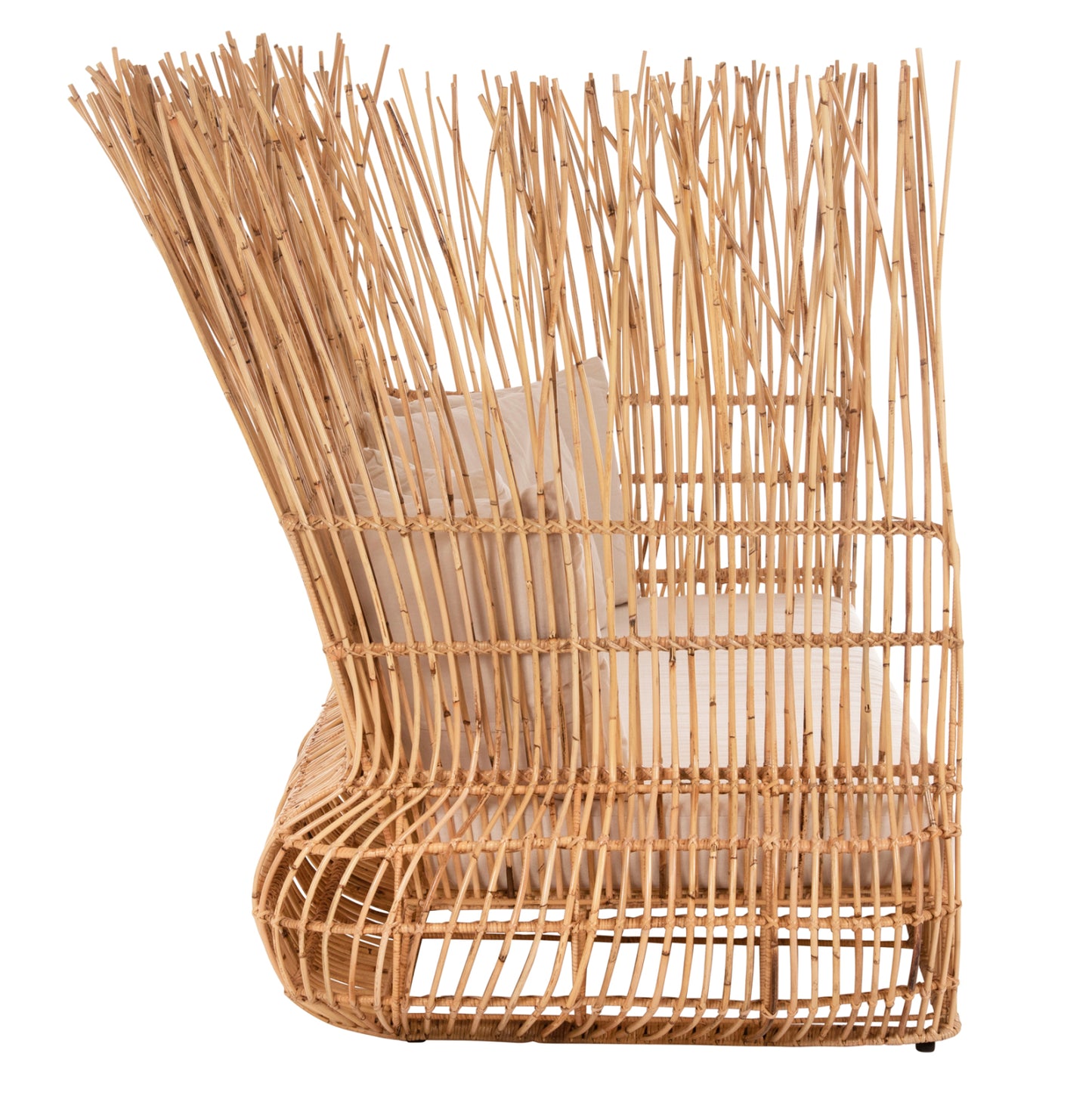 Sofa Outdoors Zephyr Hm5988 Rattan Canes In Natural-cushion Set In Beige 200x120x142hcm.