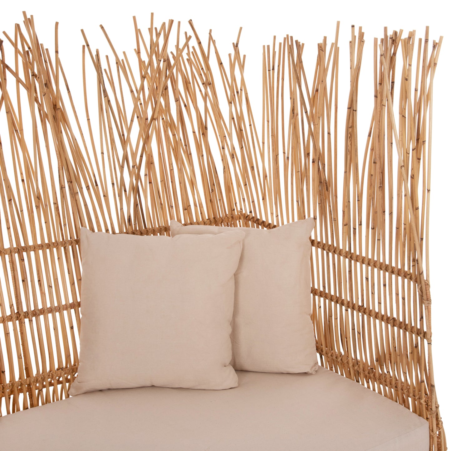 Sofa Outdoors Zephyr Hm5988 Rattan Canes In Natural-cushion Set In Beige 200x120x142hcm.