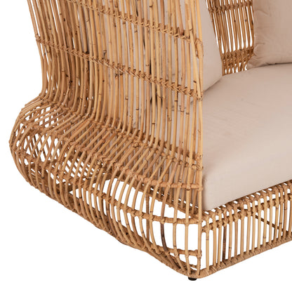 Sofa Outdoors Zephyr Hm5988 Rattan Canes In Natural-cushion Set In Beige 200x120x142hcm.