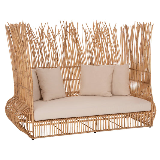 Sofa Outdoors Zephyr Hm5988 Rattan Canes In Natural-cushion Set In Beige 200x120x142hcm.