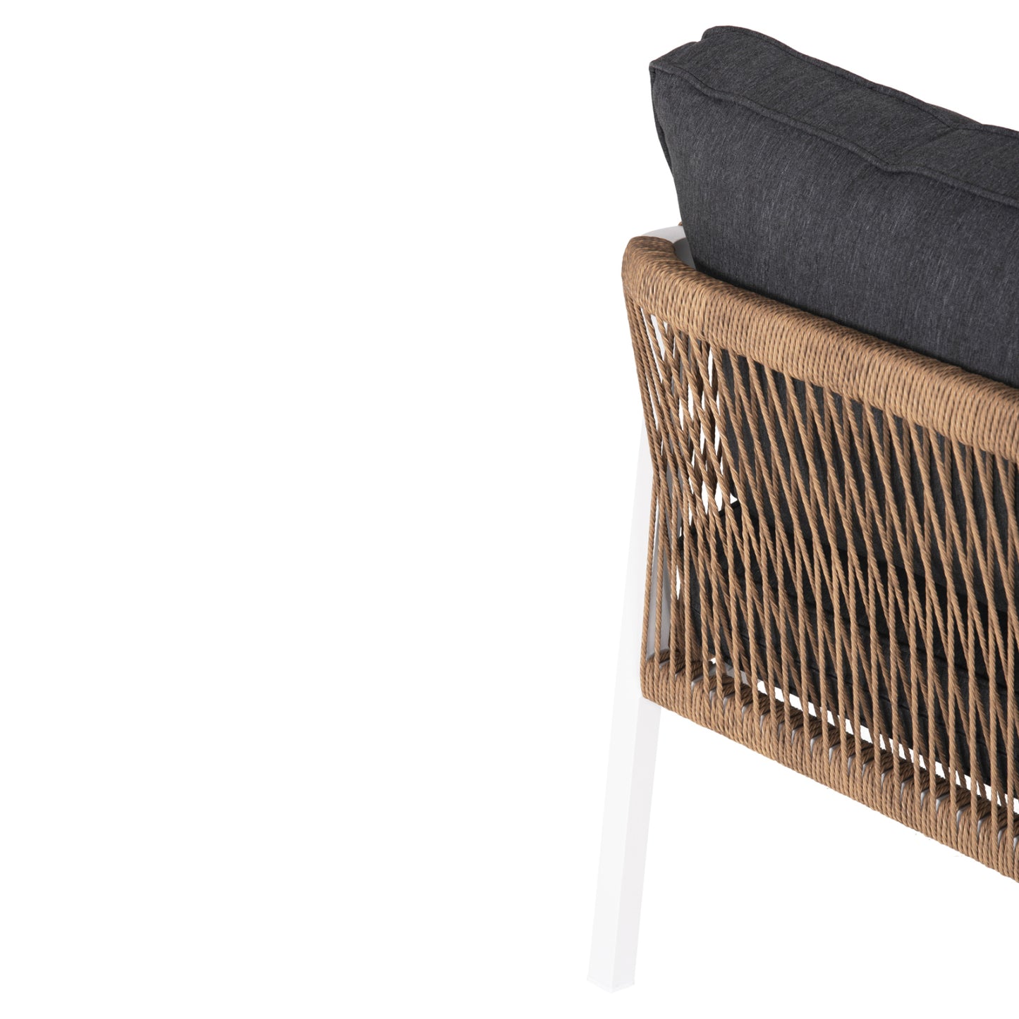 Outdoor Sofa 3-seater Maerly Hm6055.01 Aluminum In White-dark Beige Synthetic Rope-anthracite Cushions