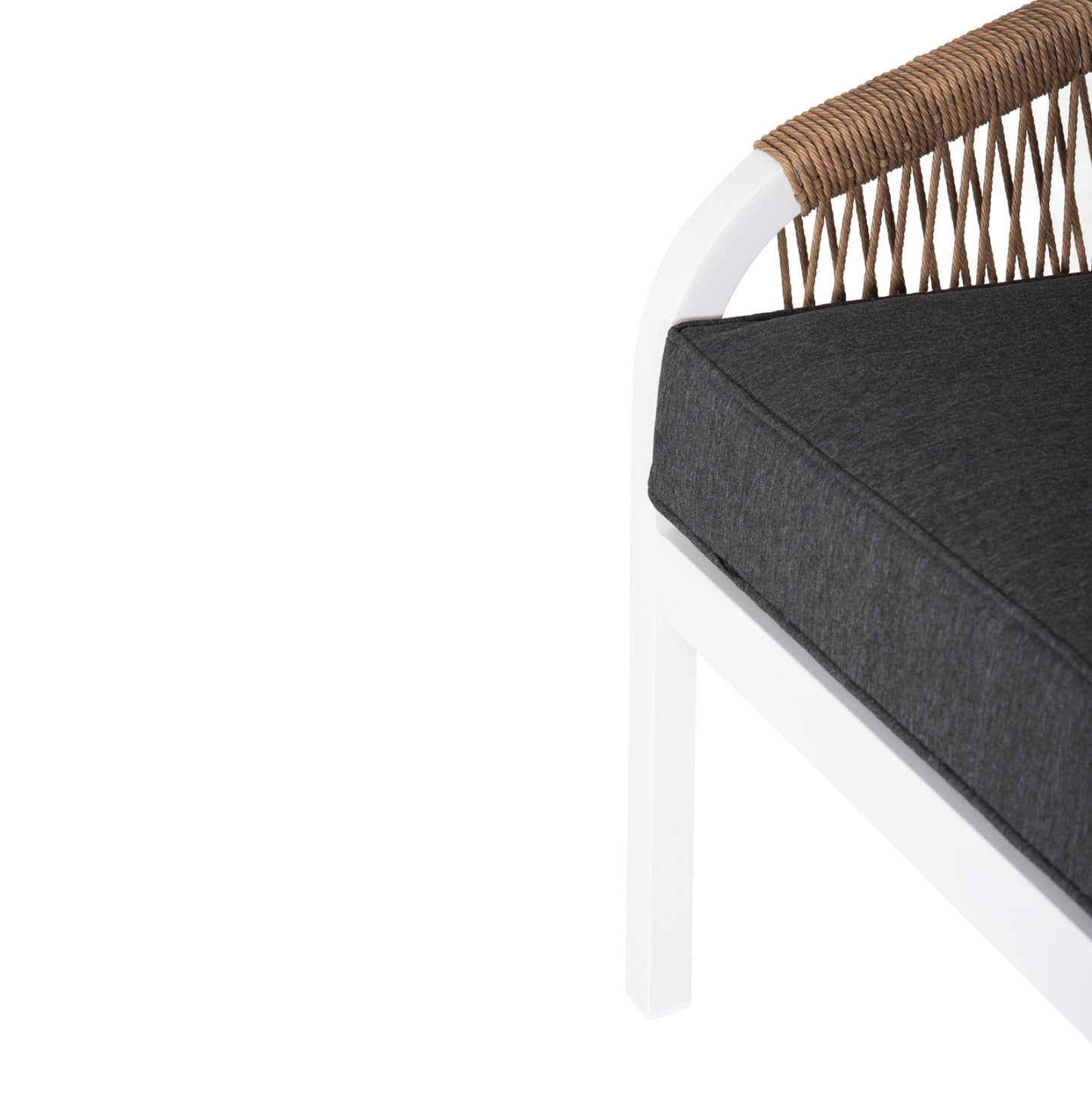 Outdoor Sofa 3-seater Maerly Hm6055.01 Aluminum In White-dark Beige Synthetic Rope-anthracite Cushions