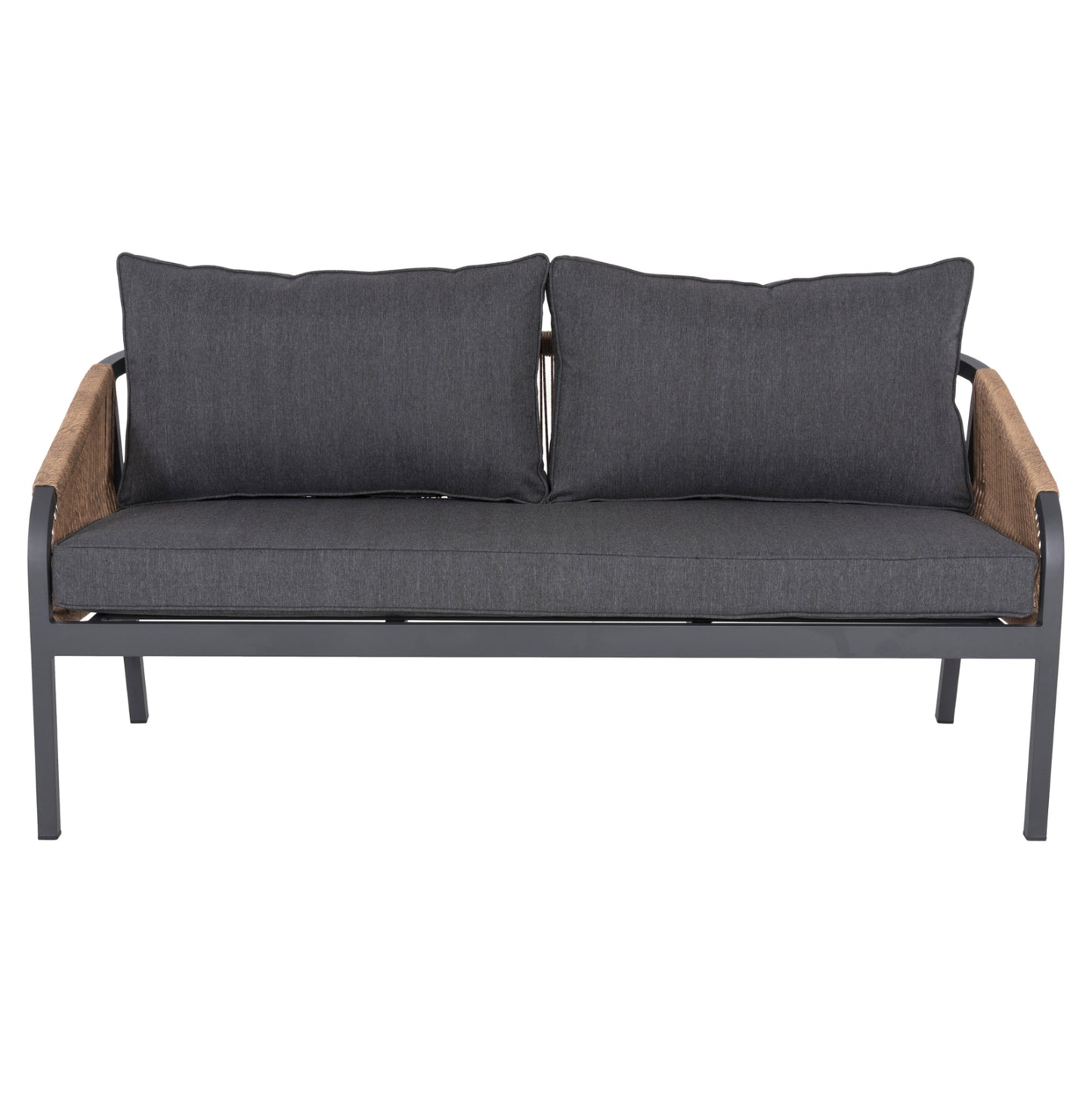 Outdoor Sofa 3-seater Maerly Hm6055.03 Aluminum In Anthracite-dark Beige Synthetic Rope-anthracite Cushions