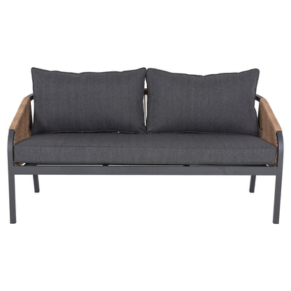 Outdoor Sofa 3-seater Maerly Hm6055.03 Aluminum In Anthracite-dark Beige Synthetic Rope-anthracite Cushions