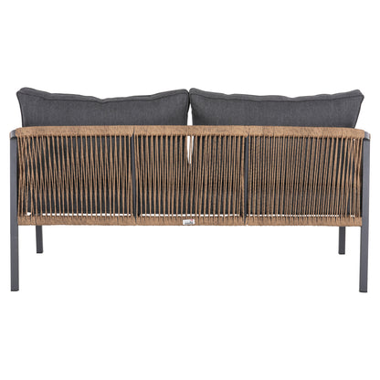 Outdoor Sofa 3-seater Maerly Hm6055.03 Aluminum In Anthracite-dark Beige Synthetic Rope-anthracite Cushions