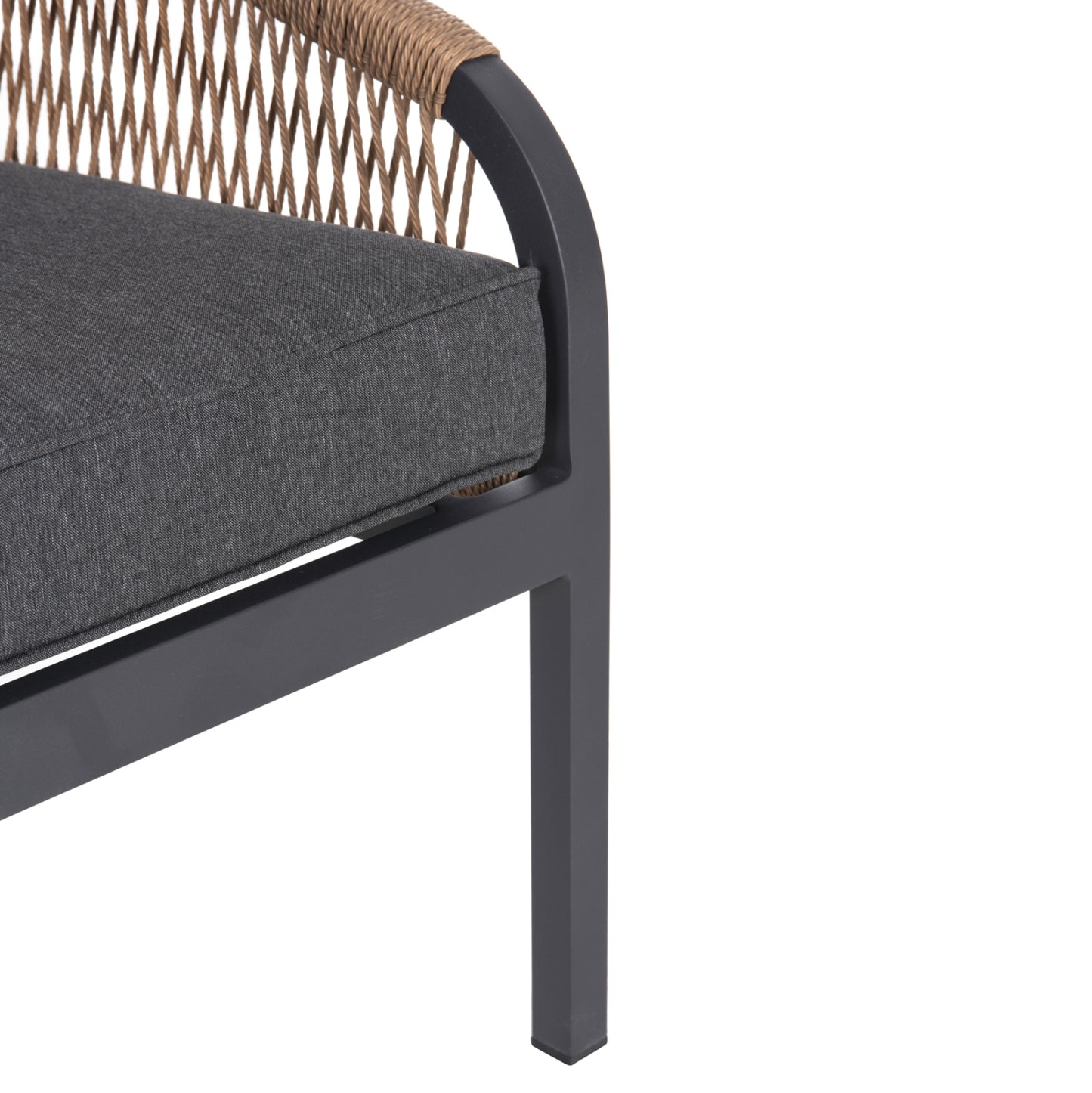 Outdoor Sofa 3-seater Maerly Hm6055.03 Aluminum In Anthracite-dark Beige Synthetic Rope-anthracite Cushions