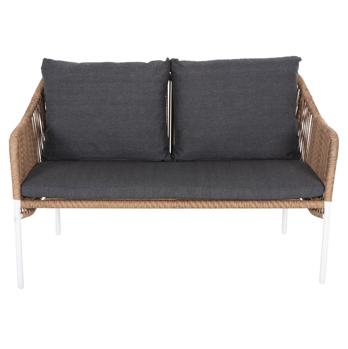 Outdoor 2-seater Sofa Baffin Hm6054.01 Aluminum White-pe Rattan Beige-anthracite Cushions