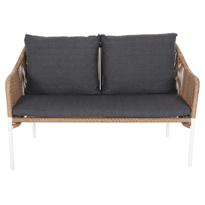 Outdoor 2-seater Sofa Baffin Hm6054.01 Aluminum White-pe Rattan Beige-anthracite Cushions