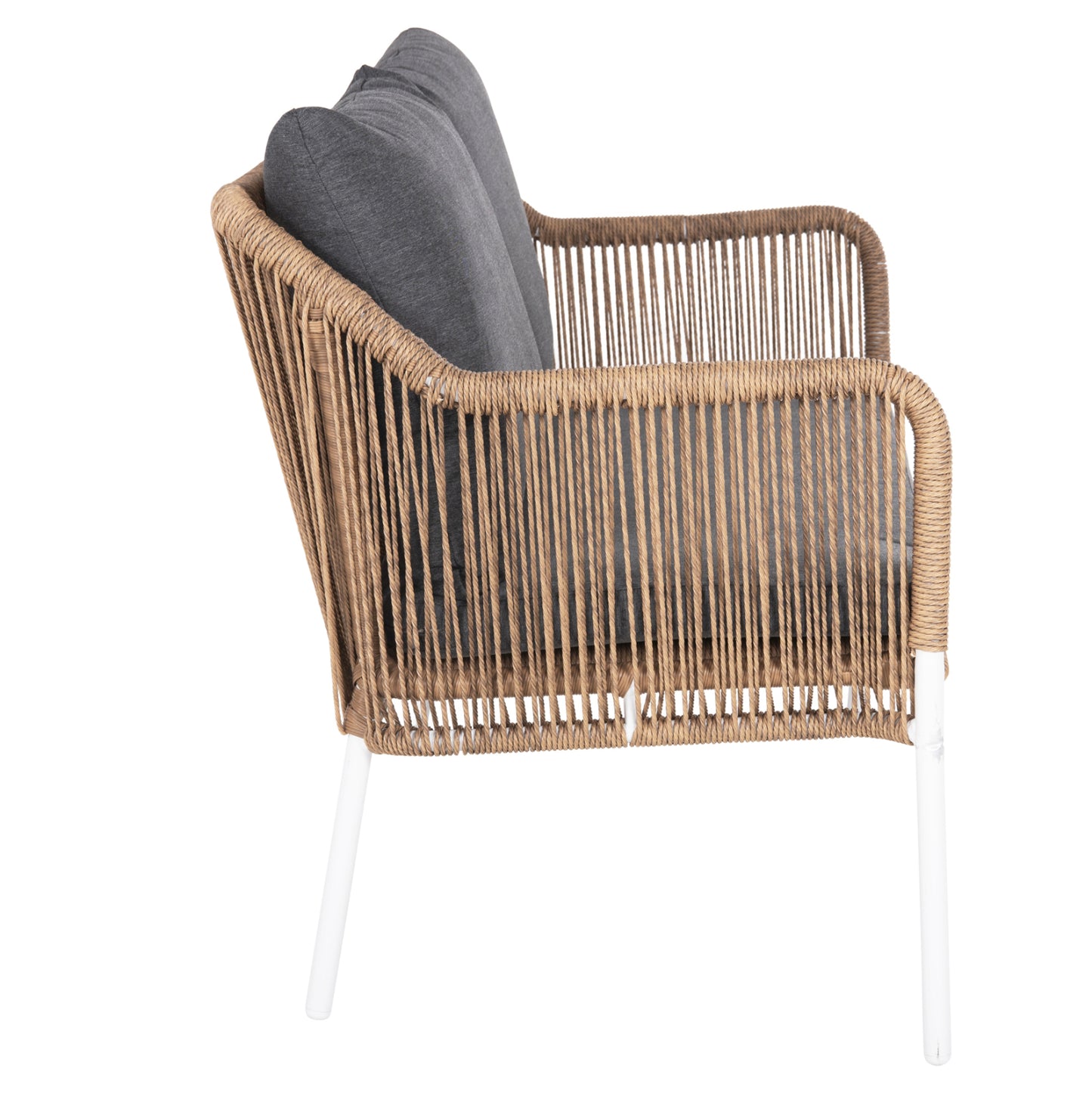 Outdoor 2-seater Sofa Baffin Hm6054.01 Aluminum White-pe Rattan Beige-anthracite Cushions