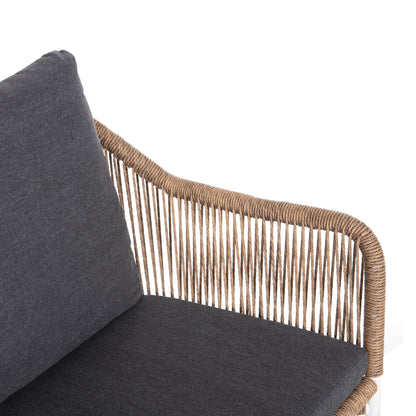 Outdoor 2-seater Sofa Baffin Hm6054.01 Aluminum White-pe Rattan Beige-anthracite Cushions