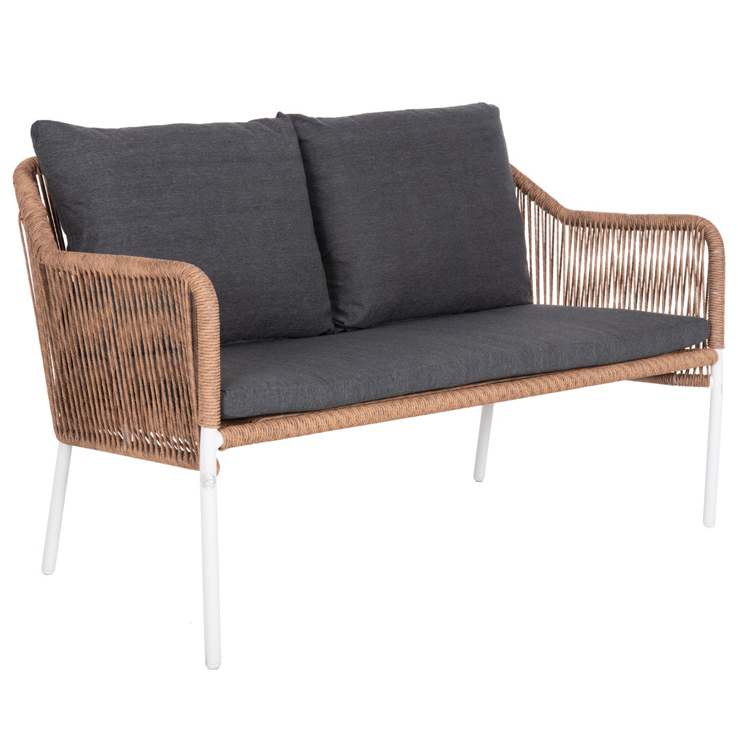 Outdoor 2-seater Sofa Baffin Hm6054.01 Aluminum White-pe Rattan Beige-anthracite Cushions