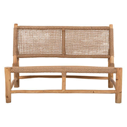 Outdoor Sofa 2-seater Londer Hm5984 Teak Wood And Synthetic Twisted Rattan 120x75x78h Cm.