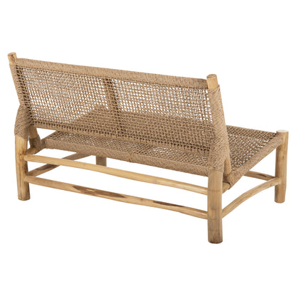 Outdoor Sofa 2-seater Londer Hm5984 Teak Wood And Synthetic Twisted Rattan 120x75x78h Cm.