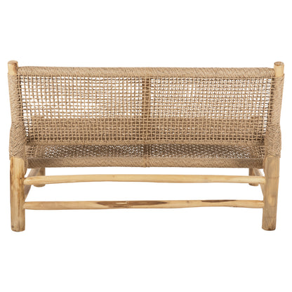 Outdoor Sofa 2-seater Londer Hm5984 Teak Wood And Synthetic Twisted Rattan 120x75x78h Cm.