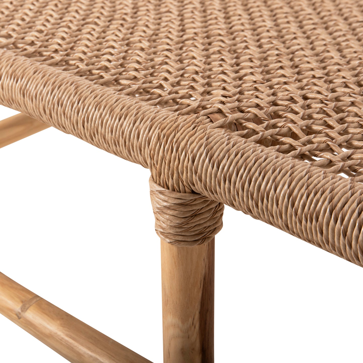 Outdoor Sofa 2-seater Londer Hm5984 Teak Wood And Synthetic Twisted Rattan 120x75x78h Cm.