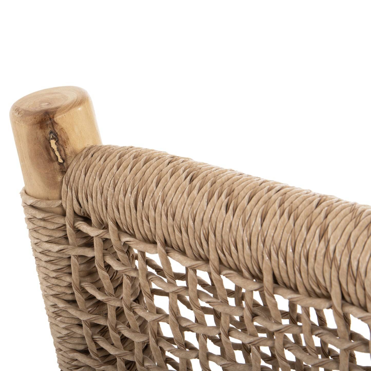 Outdoor Sofa 2-seater Londer Hm5984 Teak Wood And Synthetic Twisted Rattan 120x75x78h Cm.