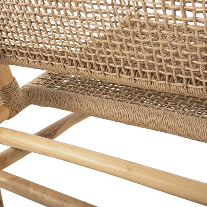 Outdoor Sofa 2-seater Londer Hm5984 Teak Wood And Synthetic Twisted Rattan 120x75x78h Cm.