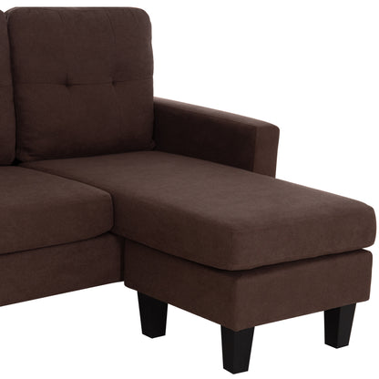 Corner Sofa Reversible Meggy Hm3297.12 Brown Fabric 184.5x129x86hcm.