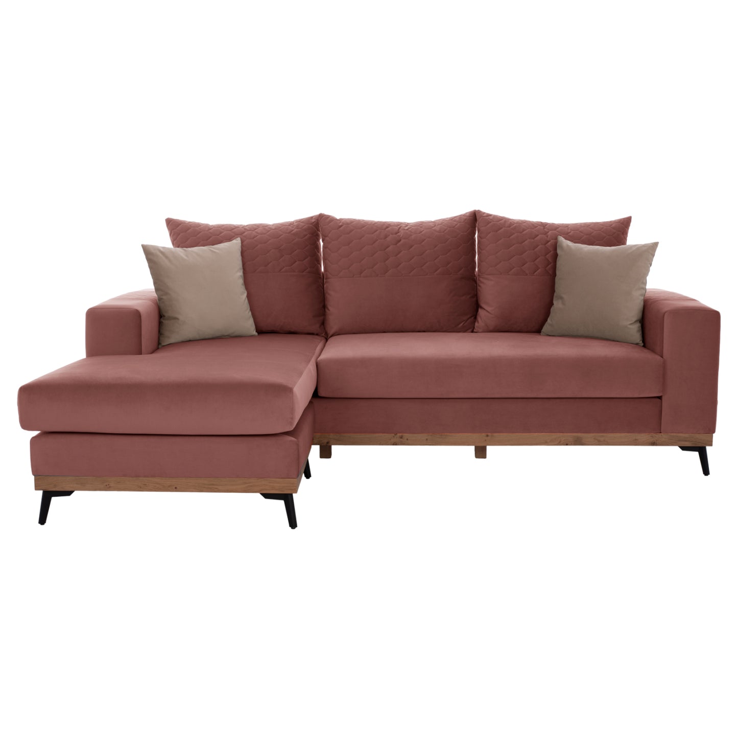 Portofino Corner Sofa, Dusty Pink, High Leg, 2pcs, Interchangeable, Stain-resistant, And Water-repellent Fab
