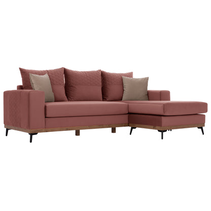 Portofino Corner Sofa, Dusty Pink, High Leg, 2pcs, Interchangeable, Stain-resistant, And Water-repellent Fab