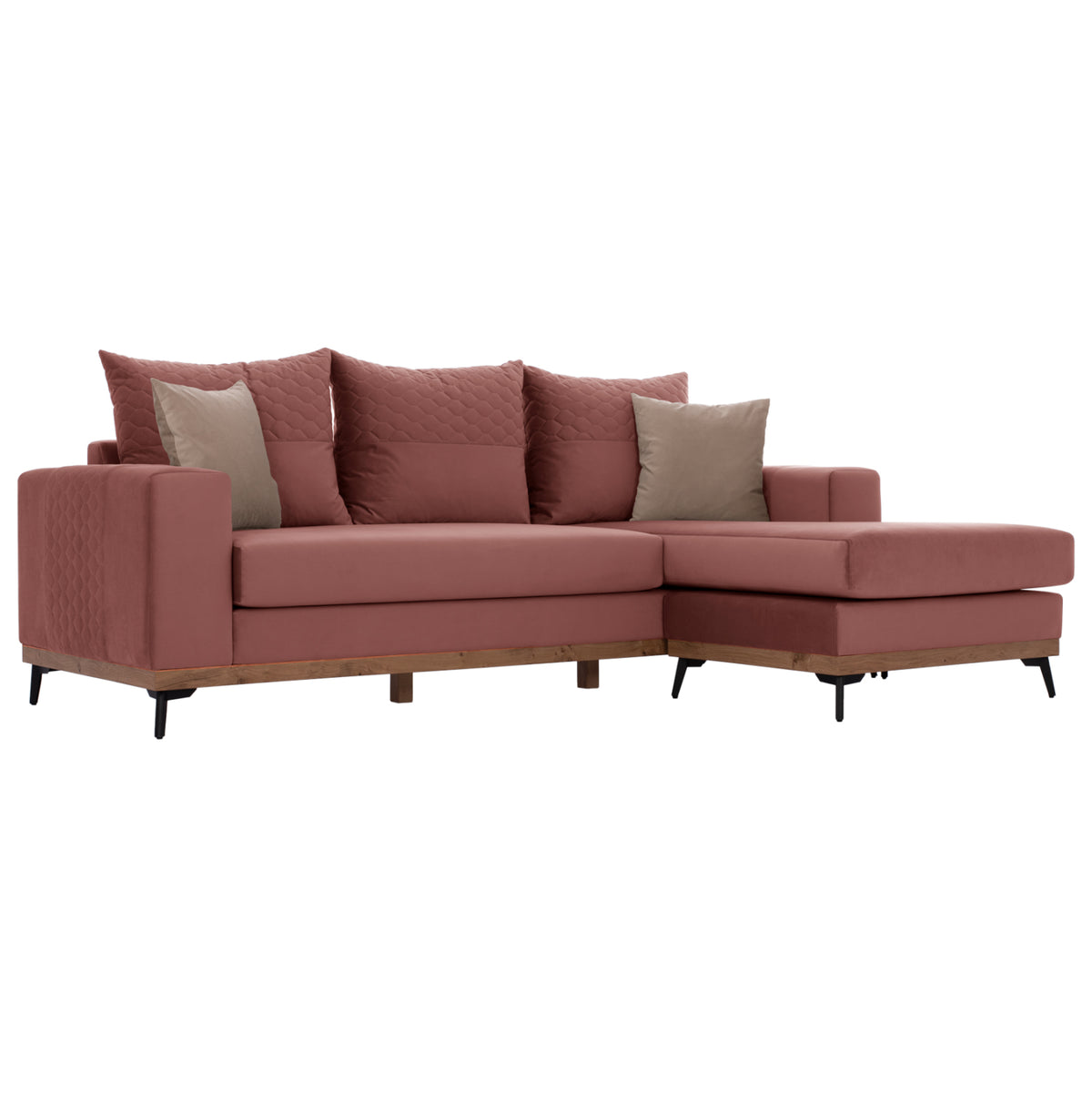 Portofino Corner Sofa, Dusty Pink, High Leg, 2pcs, Interchangeable, Stain-resistant, And Water-repellent Fab