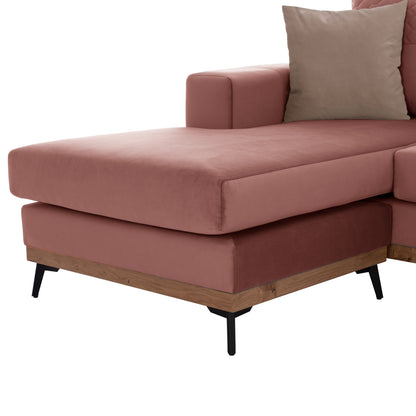 Portofino Corner Sofa, Dusty Pink, High Leg, 2pcs, Interchangeable, Stain-resistant, And Water-repellent Fab